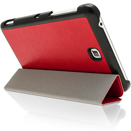 igadgitz Rot PU Ledertasche Hülle Smart Cover für Samsung Galaxy Tab 4 7.0″ SM-T230 mit Multi Winkelbetrachtung Stand + Displayschutzfolie - 5