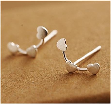 Mrs IXIQI 925 Sterling Silver Heart Shape Stud Earrings Studs for Women Ferfect Gift Present with Free Gift Box
