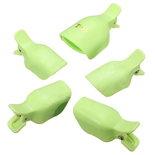 Sanwood 5 Pcs Toenail Soak Off Clip Caps Tips Polish Remover UV Gel Nail Art (Green)