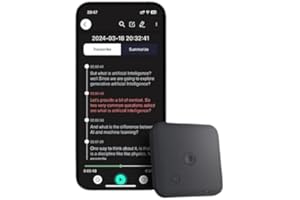 JUINTEO AI Voice Recorder Powered by ChatGPT-40, Audio Recorder, Multilingual Transcription and Summarization in 100 Languages, AI Voice to Text, Magnetic attachment design. IOS and Android supported.