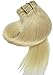 Queen Wig 20" Straight Clip in Remy Human Hair Extensions 7pcs 70g 60# White Blonde