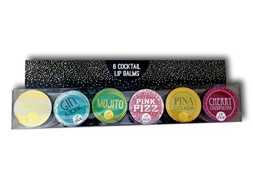 6 Cocktail Flavoured Lip Balms Proscecco Gin Mojito Pina Colada Pink Fizz Cherry