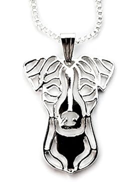 Miss–E–Jewels TM versilbert Little Jack Russell Terrier Welpe Anhänger Halskette 45,7cm (in Satin Tasche)...