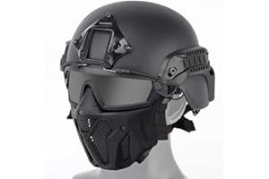 NC Combinaison de Masque Tactique intégral avec des Lunettes et Un Casque Tactique Airsoft Paintball ACH pour Les Jeux Airsoft Paintball CS 30x19cm