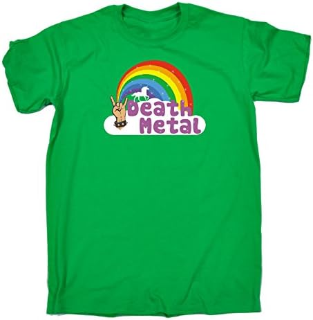 Kids Death Metal Unicorn Rainbow Design (Age-7-8 - Kelly) T Shirt Novelty Tshirts Funny tee Shirts for Best Cool