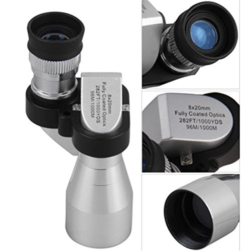 Veriya Mini Monoculaire, universel extérieur portable Télescope Zoom optique 8 x 20 pour oiseaux regarder des recherches Sightseeing Voyage Camping, Silver
