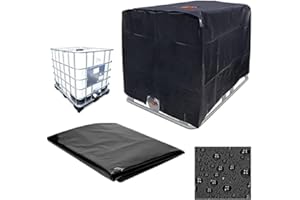 SHUNFAJI Bâche de réservoir d'eau, Bache pour Cuve 1000L/800L/600L IBC, 210D,Anti-poussière Anti-UV Anti-Pluie (600L 100x80x120, Noir)