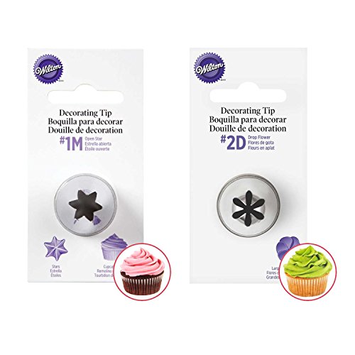 Wilton Spritztütenspitzen zur Tortendekoration (#1M Stern und #2D Blume) 2 Stück
