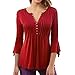 Produktbild ABsoar Pullover Damen Herbst Blusen 3/4 Ärmel Schlank Shirt Sexy V-Ausschnitt Blusen Spitzennähte Tasten Bluse Frauen Tops Shirt Oberseite Langarmshirt S~5XL