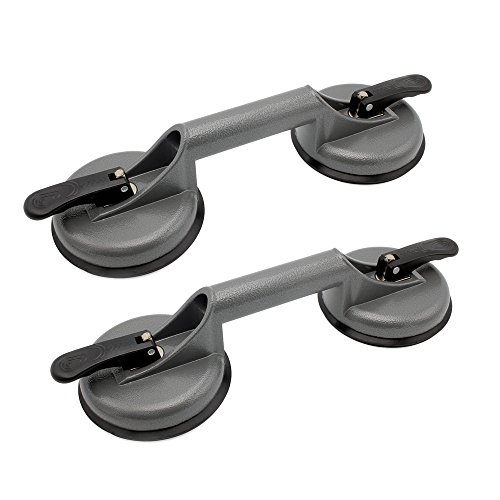 2x Aluminium Saugheber 100kg, 120mm Doppelsaugheber Glasheber Glassauger Vakuumheber