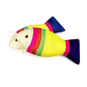 Kiki N Pooch Sisal Rope Cat Scratch Board Scratching Pad Play Funny Toy Fish Shape (Random Color)