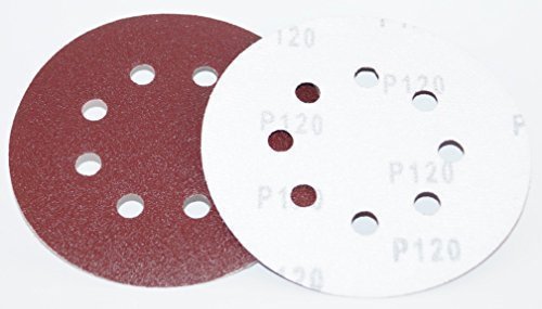 100 Stück Klett-Schleifscheiben Ø 125 mm Körnung 120 für Exzenter-Schleifer 8 Loch ...