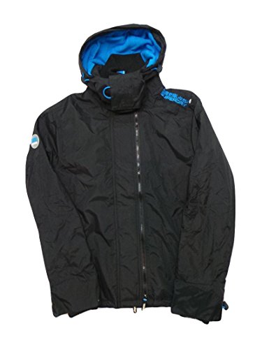 Superdry Windcheater Men POP ZIP HOODED ARCTIC Black Denby Blue, Gre:XL