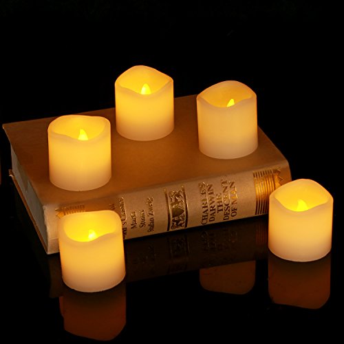 Homemory 12 Led Flammenlose Wachs Kerzen, 5cm Elektrische Flackernde Batteriebetriebene Teelichter, Led Votivkerzen Gelb - 3