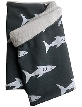 WOLLHUHN Warmes Halstuch, Schal, SHARK schwarz / grau, Innenseite Fleece, für Jungen und Mädchen 20160126