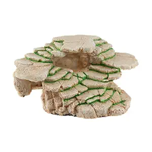 Emours Turtle Basking Platform Shale Rock Den Step Ledge and Gecko Cave Hideout Aquarium Resin Decor, Medium