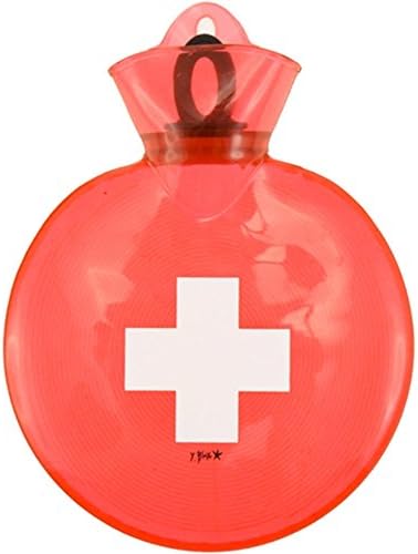 Incidence Paris 36089 Translucent Hot Water Bottle 75 cl, Polypropylene, Red Cross, 21 x 21 x 4 cm