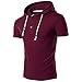 Produktbild Hanomes Herren Kurzarm,Sommer Herren Mode Einfarbig Kurzarm Hoodie Persönlichkeit Sport T-Shirt Einfaches Casual Tops Fit Bluse Knopf Rundhals Oberteil mit Kapuze