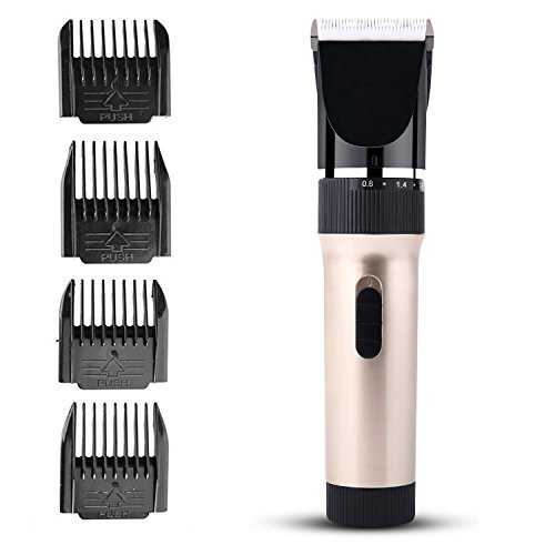 Feisui Podadoras de Gatos y Perros De Poco Ruido (50dB) Recargable sin Cable podadoras de Animales, 4 Peine del límite Bueno, Afinación Fina de 5 velocidades de la Hoja