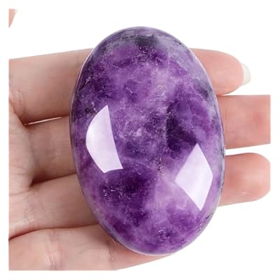 Xiannvxi 2.4" Large Amethyst Crystal Stone Polished Palm Healing Gemstone 0.7" Thick Pocket Worry Stone Crystal For Massage Reiki Stress Relief Balancing Meditation Accessories