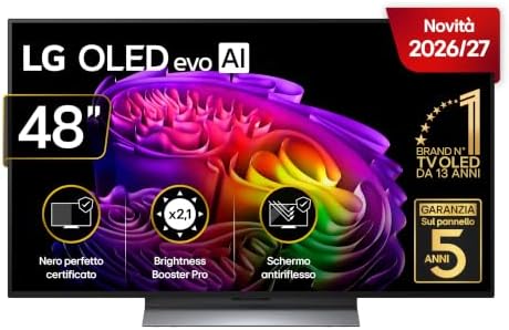 LG OLED evo AI 48 pollici Serie G6S OLED48G66LS, Smart TV 4K, Base da appoggio inclusa, Hyper Radiant Color, Processore α11 Gen3, Dual AI Engine, Dolby Vision & Atmos, VRR e G-Sync 4K@165Hz, 2026