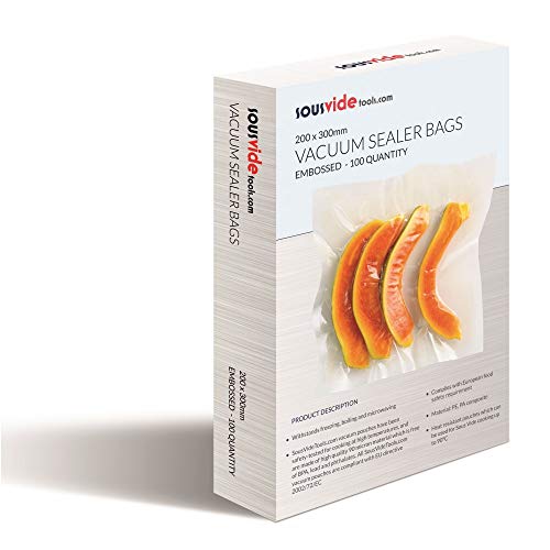 100 x Embossed Food Preserving Sous Vide Vacuum Sealer Pouches Bags (200mm x 300mm)