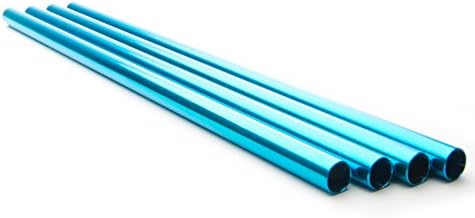 glugglug PREMIUM Reusable Metal Drinking Straws Straight - (x4) Wide - Safe - Eco-Friendly Food Grade Biodegradable Stainless Anodised Aluminium - Cleaner Brush ✿ FREE Hot Winter Drinks eBook! ✿
