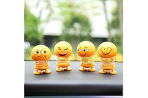Frmarche 2pcs Printemps Mignon Emoji Secouant Poupée Voiture Ornement Intérieur Tableau De Bord Décoration Coup Jouets Voiture (Style aléatoire)