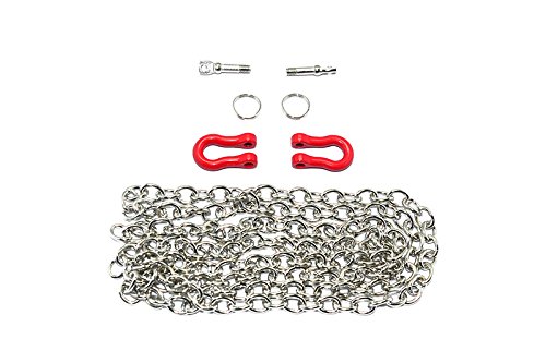 SCALE ACCESSORIES: METAL TOWING RINGS W/CHAIN FOR CRAWLERS -7PC SET (silver)
