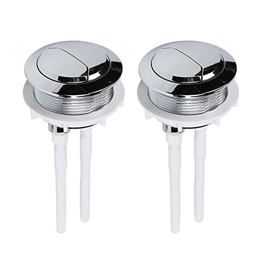 58mm Standard Toilet Buttons Chrome Silver Dual Flush WC Water Tank Push Buttons, High Pressure Pumping Accessories for Closestool 2pcs