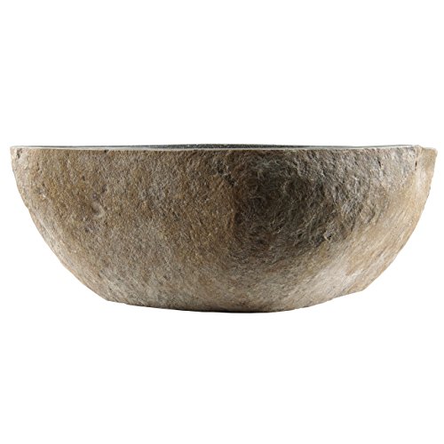 DIVERO Aufsatzwaschbecken Naturstein Handwaschbecken Neapel max. 30 kg Andesit Findling grau sand poliert Durchmesser ca. 29-50cm - 3