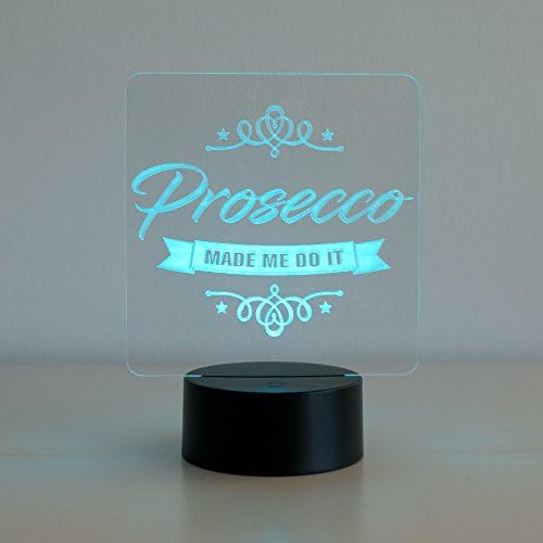 LED home bar sign. Funny prosecco multi colour LED light up sign lamp. Prosecco made me do it