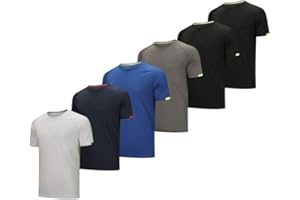 Bsrpolry Confezione di 6 magliette sportive da uomo, maniche corte, girocollo, traspiranti, per palestra, corsa, sport