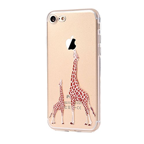 iPhone 7 Case, LUOLNH [New Creative Design] Flexible Soft TPU Silicone Gel Soft Clear Phone Case Cover for iPhone 7 4.7 inch,( 2 Giraffe)