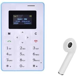 Raptas M5 Mini Card-Sized Ultra Thin Feather light GSM Cell Phone With Bluetooth, FM & Low Radiation Technology And HBQ-i7 In-Ear Wireless Bluetooth Music Earphone Bluetooth V4. 1 With Call for iOS & Android. (One Year Warranty)