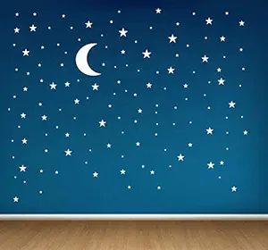 JURUOXIN Moon and Stars Wall Decal Vinyl Sticker for Kids Boy Girls Baby Room Decoration Good Night Nursery Wall Decor Home House Bedroom Design Pack of 178Pcs (White)