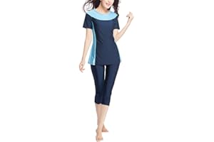obaSeteck Modest Swimming für Frauen Kurzarm-Badeanzug Burkini Modest Swimwear Costume Beachwear