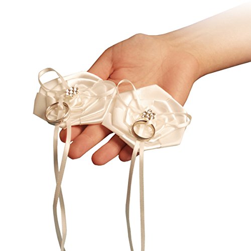 Ringblumen "Rosen", creme - romantische Alternative zum klassischen Ringkissen in Blütenform mit Kristallen