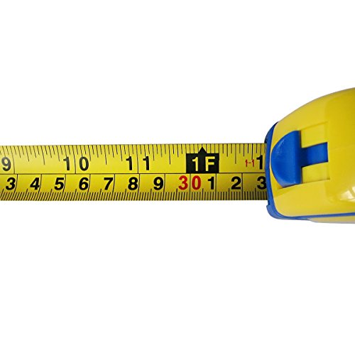 S&R Bandmaß Metrisch und Zoll Q-Serie 5m / 16 ft, Band 25 mm, Massband Nylon beschichtet, schlagfestes Rollband gummiertes Gehäuse - 6