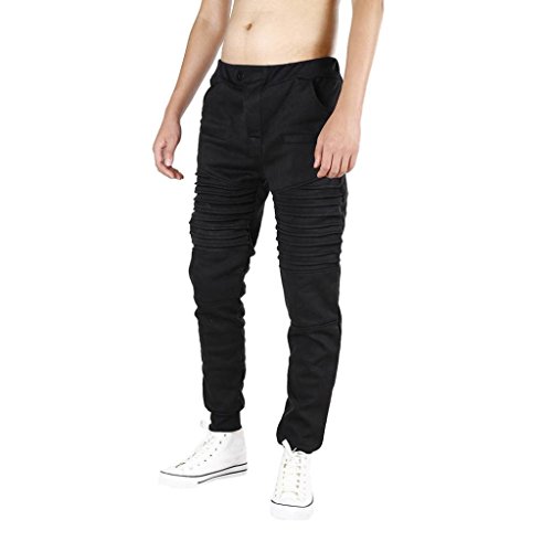 Manadlian_Hombres Pantalones Hombres Pantalones, Deportivos Casual Ropa Deportiva Pantalones Anchos Pantalones de Baile (S, Negro)