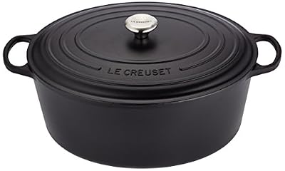 Le Creuset Cocotte Signature Ovale en Fonte Émaillée, 40cm, Noir Mat