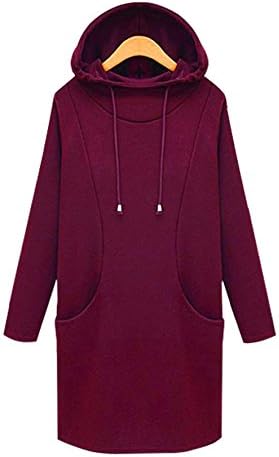 Lanmworn Women’s Long Sleeve Hoodie Dress with Pocket, Upgrade Winter Autumn Casual Sweatshirt Medium Long Hedging Coat Pullover Tops With Hood L-6XL.
