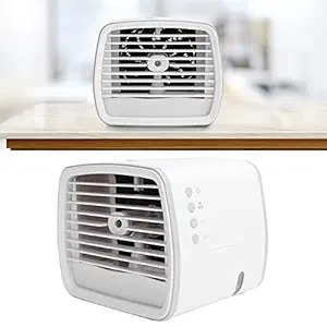 Small Air Conditioner, 3 Speeds Strong Wind Quiet Operation Personal USB Desk Fan with Colorful Light for Home Office Car for Outdoor Travel Bedroom