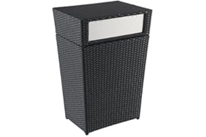 METRO Professional Cestino per rifiuti BARBADOS, acciaio/vimini PE, 80 l, resistente alle intemperie, nero