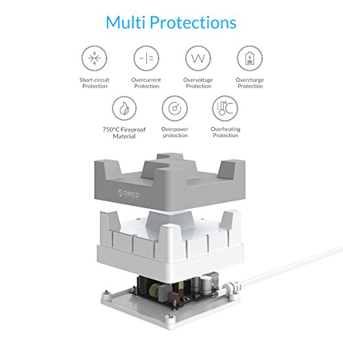 ORICO 20W 4-Port Smart USB Ladestation mit Ständer, Schnell-Ladegerät, für Smartphone Tablet und mehr - 5