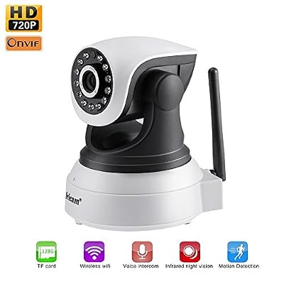 Sricam Caméra IP 720p Caméra de Surveillance Sricam Caméra de sécurité intérieure étanche Sans fil Wifi Résolution 1280x720 Détection de Night Vision, Alerte de détection de Mouvement, Surveillance vidéo, en temps réel IOS et Android Support p…