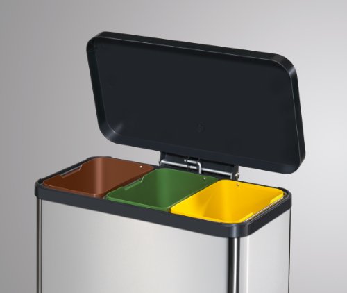 Hailo 0633-219, Öko trio L, Tret-Abfalltrenner, 3×9 Liter, stahlblech silber - 4