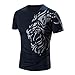 Produktbild Herren Bluse,feiXIANG Herren Sommer Mode Drucken Kurzarm T-shirt (L2, Navy)