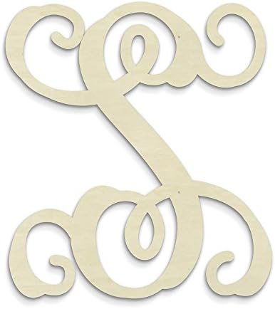 UNFINISHEDWOODCO Single Vine Unfinished Monogram S Decorative Letter, 13-Inch