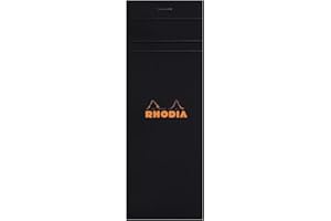 RHODIA 82009C - Bloc-Notes Agrafé Shopping N°8 Black - Petits Carreaux - 7,4 x 21 cm - 80 Feuillets Détachables - Papier Clairefontaine 80 g/m² - Couverture en Carte Enduite Souple et Résistante